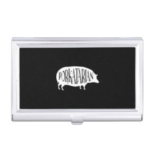 Porkatarian Vintage BBQ Pig Business Card Case