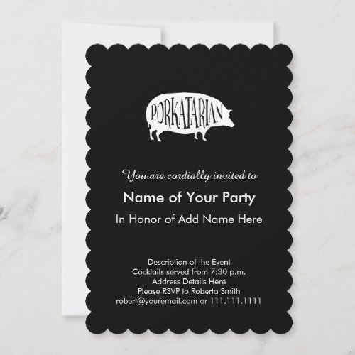 Porkatarian Vintage BBQ Pig Invitation