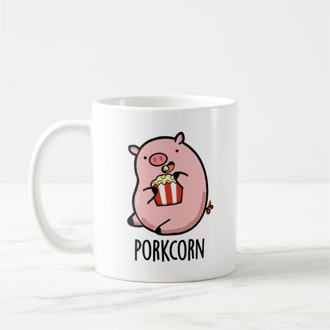 Porkcorn Funny Popcorn Pun  Coffee Mug (Left)