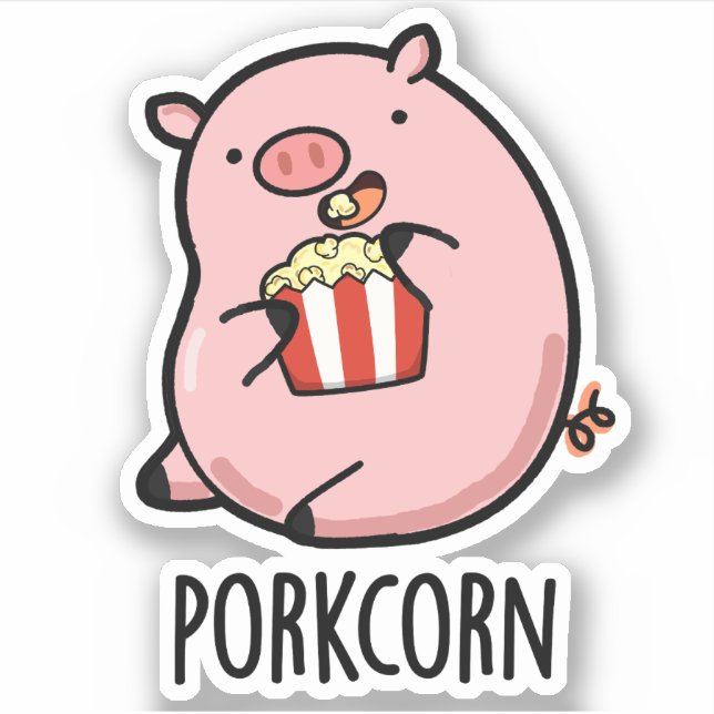Porkcorn Funny Popcorn Pun  Sticker (Front)
