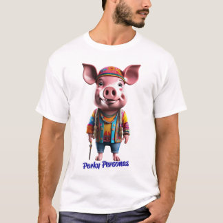 Porky Personas funny Pig characters. Hippie T-Shirt