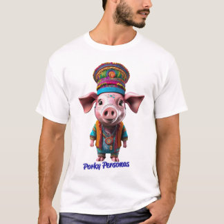 Porky Personas funny Pig characters. Hippie T-Shirt