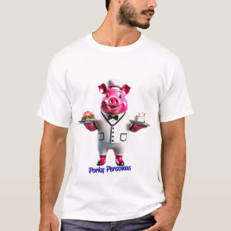 Porky Personas funny Pig characters. Waiter T-Shirt