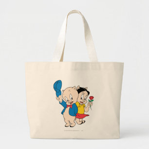 Porky Pig and Petunia Large Tote Bag