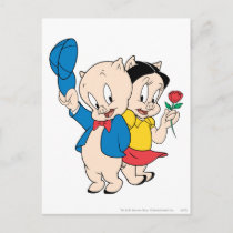 Porky Pig and Petunia Postcard