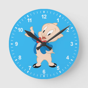 Porky Pig Classic Pose Round Clock