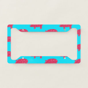 Porky Pig Silhouette Pink Glitter Girly Farm License Plate Frame