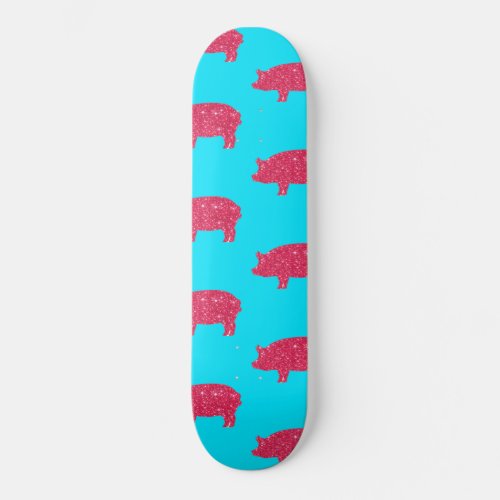 Porky Pig Silhouette Pink Glitter Girly Farm Skateboard