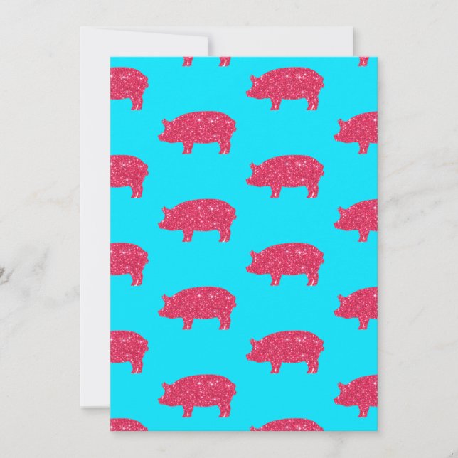 Porky Pig Silhouette Pink Glitter Girly Farm Thank You Card (Front)