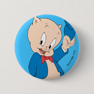 Porky Pig   Waving Hat Button