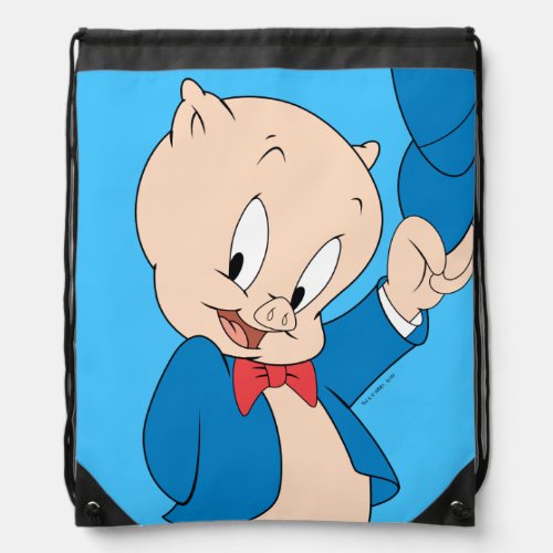 Porky Pig  Waving Hat Drawstring Bag