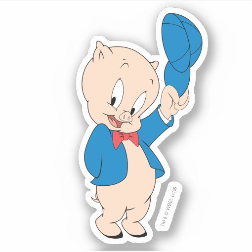 Porky Pig | Waving Hat Sticker | Zazzle