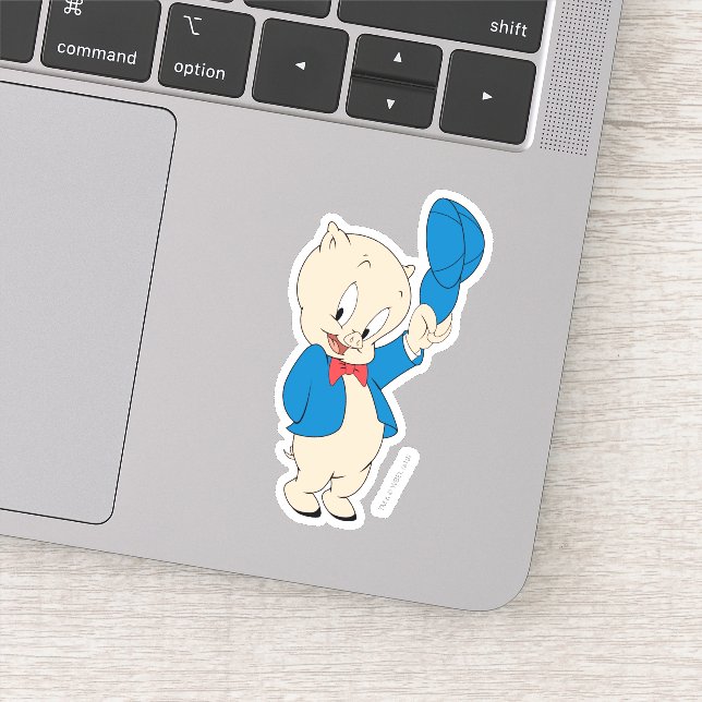 Porky Pig | Waving Hat Sticker (Detail)