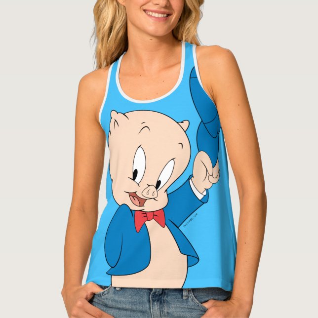 Porky Pig | Waving Hat Tank Top (Front)
