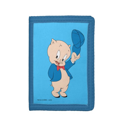 Porky Pig  Waving Hat Trifold Wallet