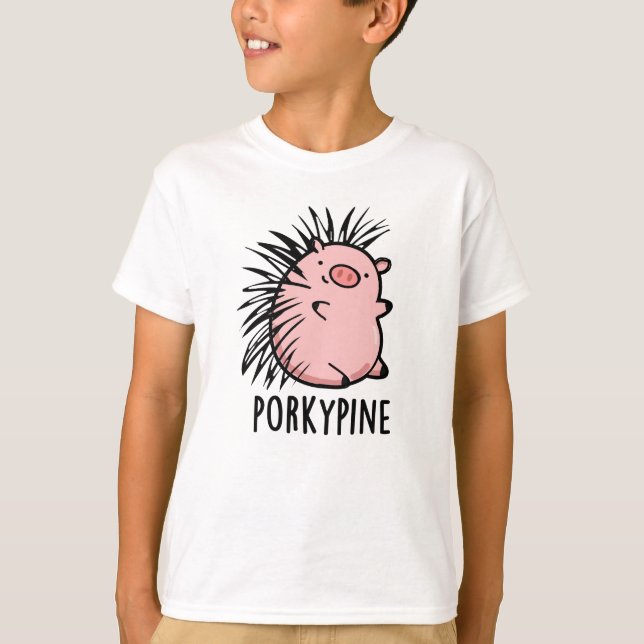 Porky-pine Funny Porcupine Pig Pun  T-Shirt (Front)