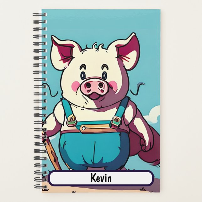 Porky the Farmer Planner With Customizable Nametag (Front)