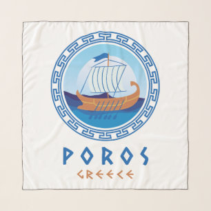 Poros, Greece Greek Ship Design Scarf