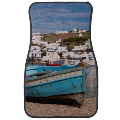 Port and harbor area with Greek fishing boats Car Mat