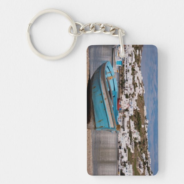 Port and harbor area with Greek fishing boats Keychain (Front)