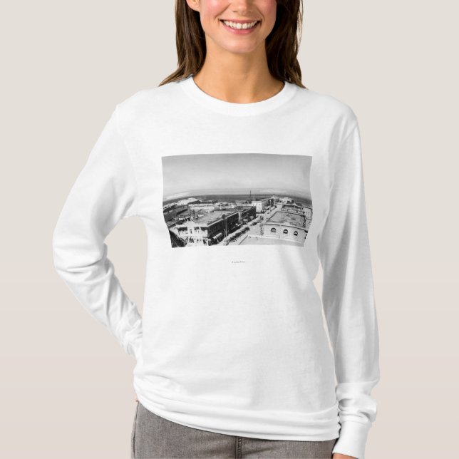 Port Angeles, WA Town View and Harbor Photograph T-Shirt (Front)