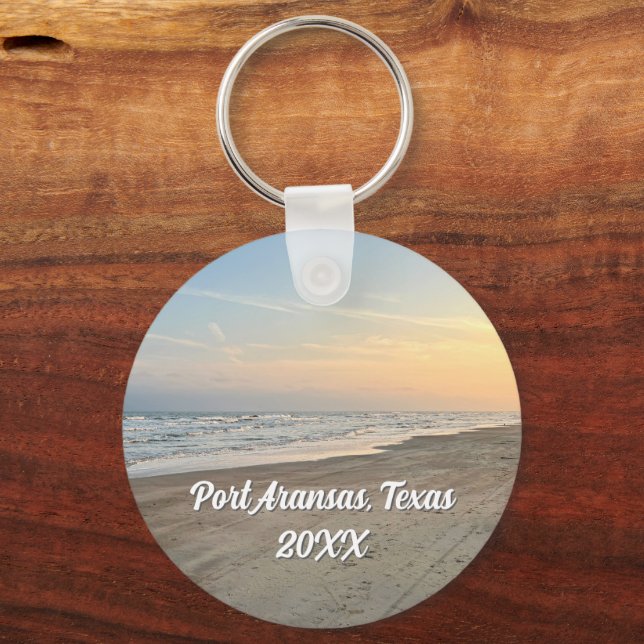 Port Aransas Beach Sunset Texas Photography Keychain (Front)