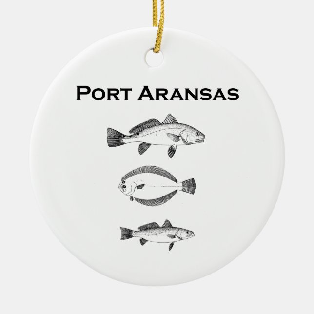 Port Aransas Saltwater Fish - Fishing Logo Ceramic Ornament (Front)