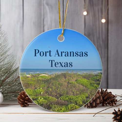 Port Aransas Texas Beach Grass Photo Christmas  Ceramic Ornament