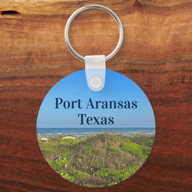 Port Aransas Texas Beach Grass Photography Keychain (Front)