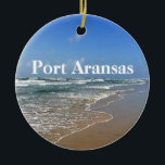Port Aransas Texas Beach Photo Custom Christmas Ceramic Ornament<br><div class="desc">Lovely seaside photograph of Port Aransas Beach in Texas. A great gift for a Texan who loves Mustang Island in the summer. An ocean vacation in the sea and sun is just what everybody needs.</div>