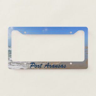 Port Aransas Texas Beach Photo Ocean Waves License Plate Frame