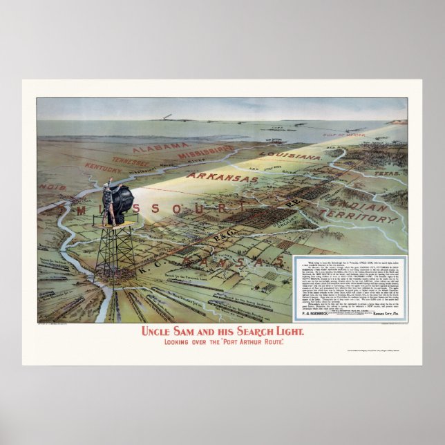 Port Arthur Railroad Route Advertising Poster (Front)