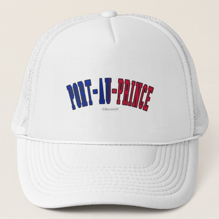 Port-au-Prince in Haiti National Flag Colors Trucker Hat
