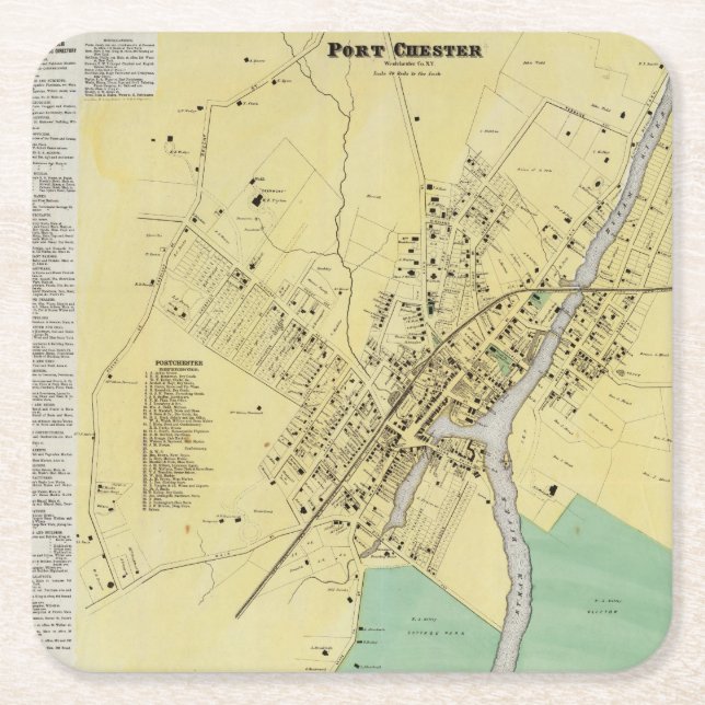 Port Chester, NY Square Paper Coaster (Front)