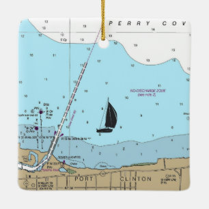 Port Clinton OH Nautical Chart Ceramic Ornament