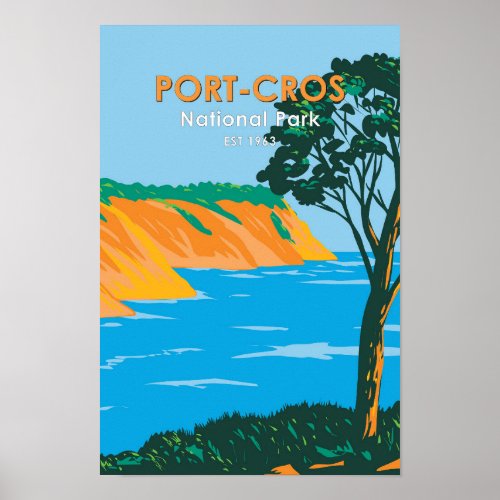 Port _ Cros National Park France Vintage Poster