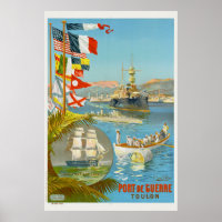 Port de Guerre. Toulon. France Vintage Poster 1901