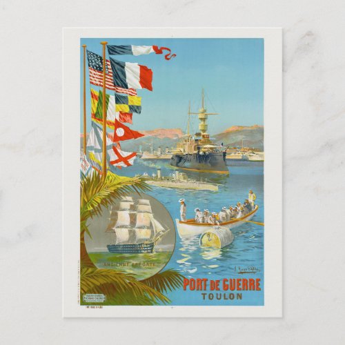 Port de Guerre Toulon France Vintage Poster 1901 Postcard