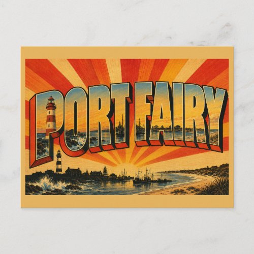 Port Fairy Victoria Australia Coastal Heritage Art Postcard