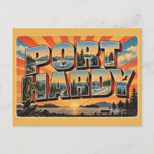 Port Hardy BC Seawall Old Growth Forest Art Postcard