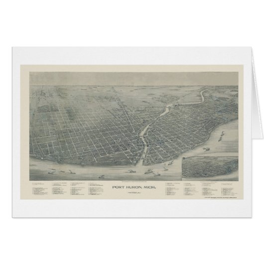Port Huron, MI Panoramic Map - 1894 Cards (Front Horizontal)