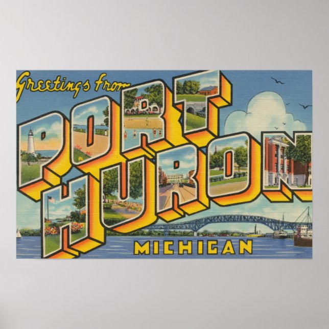 Port Huron, Michigan - Large Letter Scenes 2 Poster (Front)