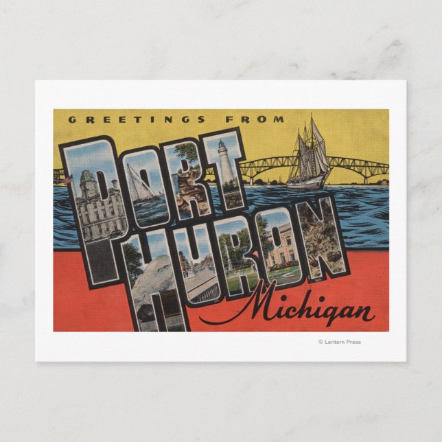 Port Huron, Michigan - Large Letter Scenes Postcard (Front)