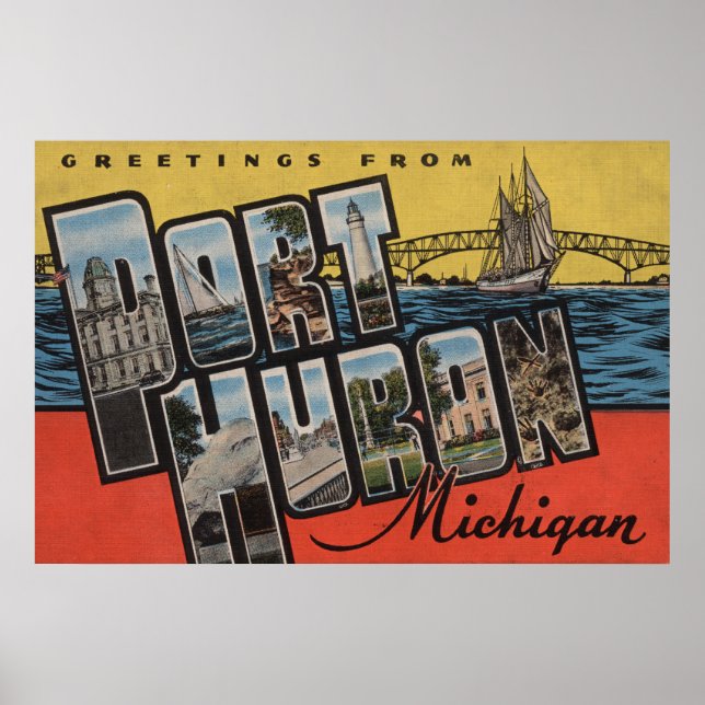 Port Huron, Michigan - Large Letter Scenes Poster (Front)