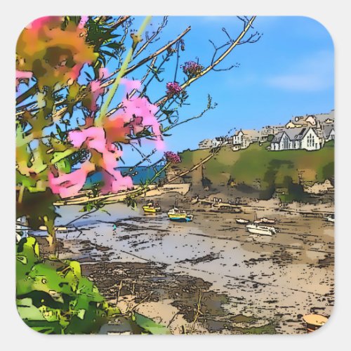 Port Isaac Cornwall Harbor Fishermans Friends    Square Sticker