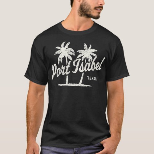 Port Isabel Teas Vintage 70s Palm Trees Graphic  T_Shirt