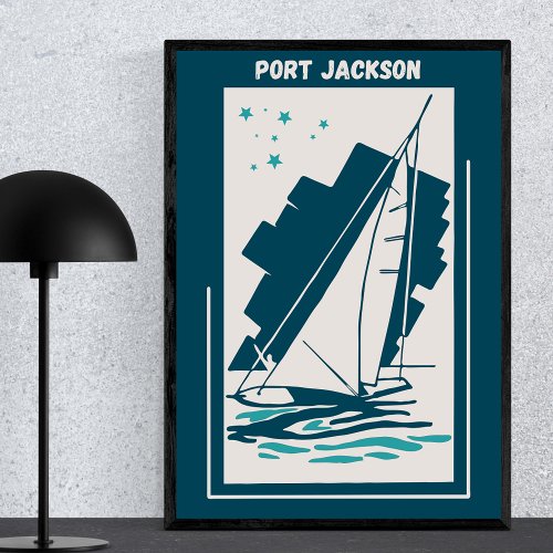 Port Jackson in Sydney _ Vintage Sailing Poster