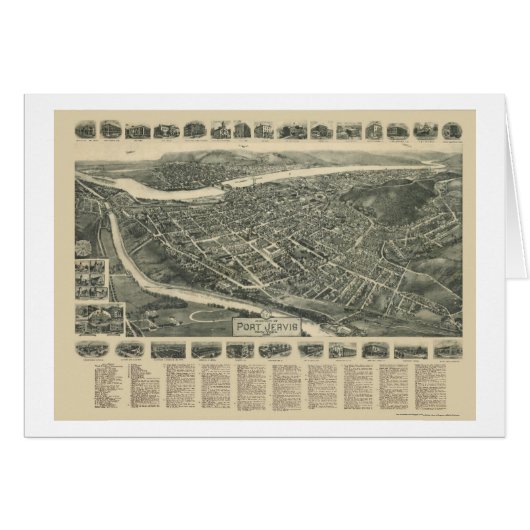 Port Jervis, NY Panoramic Map - 1920 Cards (Front Horizontal)