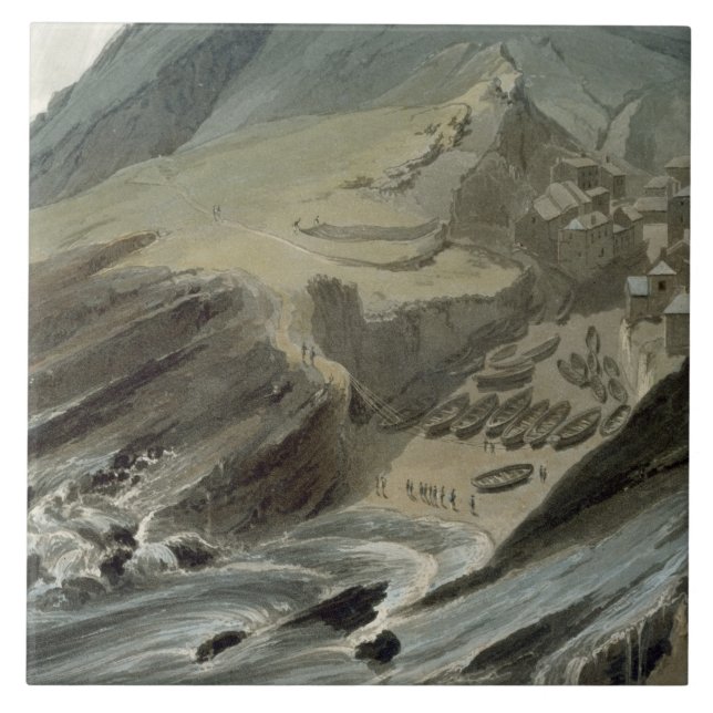 Port Looe, Cornwall, from 'A Voyage Around Great B Tile (Front)