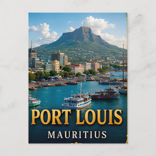 Port Louis Harbor and Tropical Island Views Postcard